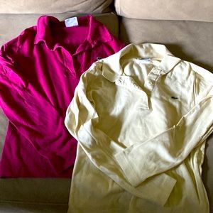 LaCoste Polo Shirts Fuschia and Cream - Size 40 / Small